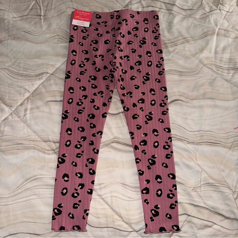 Isaac Mizrahi Pink and Black Leopard Print Leggings - Picture 4 of 4